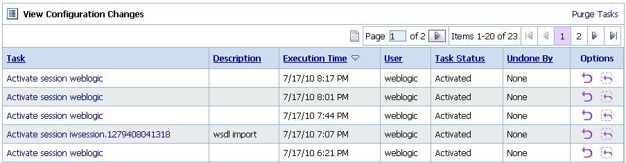 View Configuration Changes page View Configuration Changes page