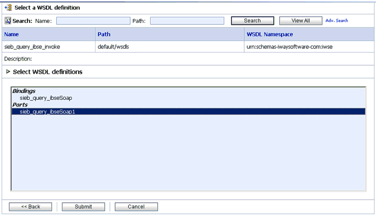 Select WSDL dialog box Select WSDL dialog box