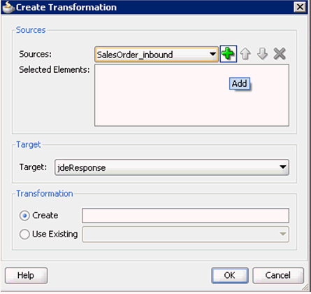 Create Transformation dialog Create Transformation dialog