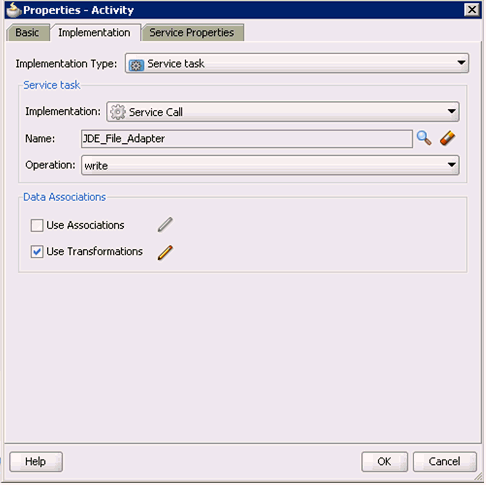 Properties - Activity dialog Properties - Activity dialog