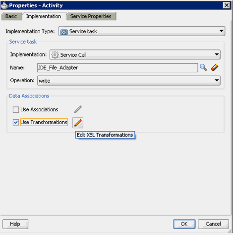 Properties - ServiceTask1 dialog