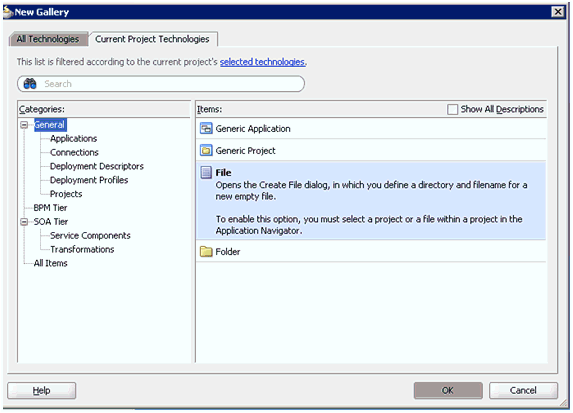 New Gallery dialog