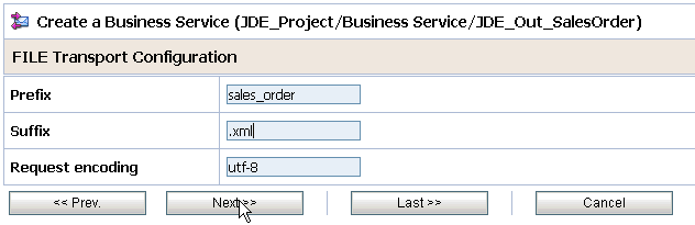 FILE Transport Configuration page FILE Transport Configuration page
