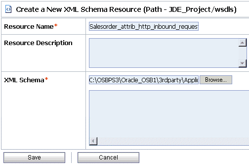 Create a New XML Schema Resource page Create a New XML Schema Resource page