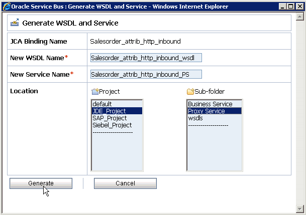Generate WSDL and Service page Generate WSDL and Service page