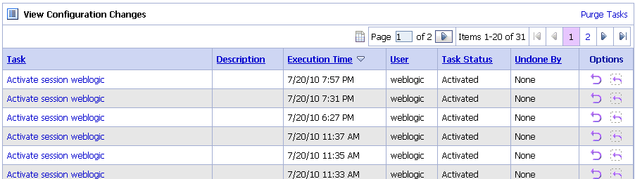 View Configuration Changes page View Configuration Changes page