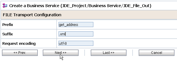 FILE Transport Configuration page FILE Transport Configuration page