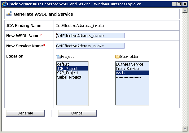 Generate WSDL and Service page Generate WSDL and Service page