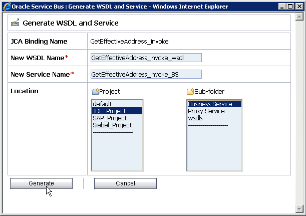 Generate WSDL and Service page Generate WSDL and Service page