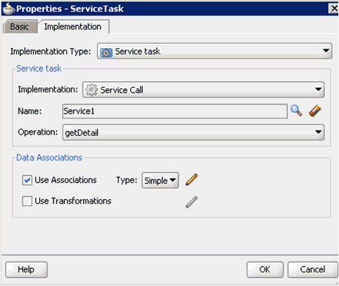 ServiceTask dialog ServiceTask dialog