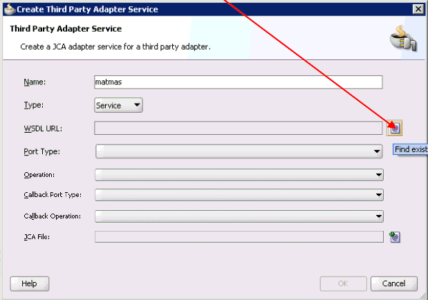 Create Third Party Adapter Service dialog box Create Third Party Adapter Service dialog box