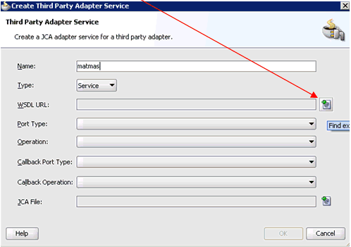 Create Third Party Adapter Service dialog box Create Third Party Adapter Service dialog box