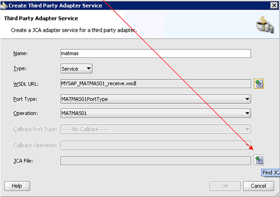 Create Third Party Adapter Service dialog box Create Third Party Adapter Service dialog box