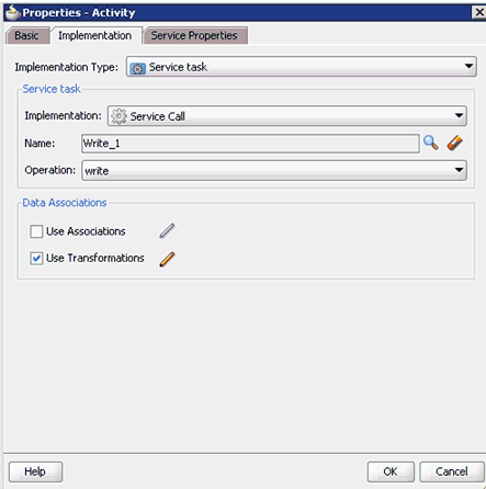 Properties - Activity dialog Properties - Activity dialog