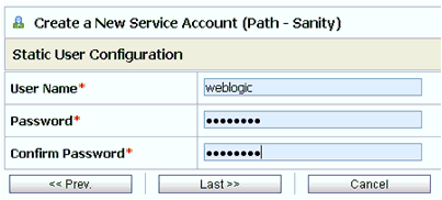 Static User Configuration page Static User Configuration page