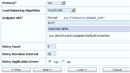 Transport Configuration page Transport Configuration page