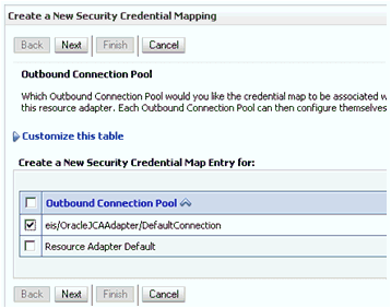 Credential Mapping page Credential Mapping page
