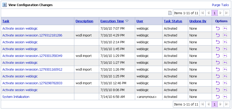 View Configuration Changes page View Configuration Changes page