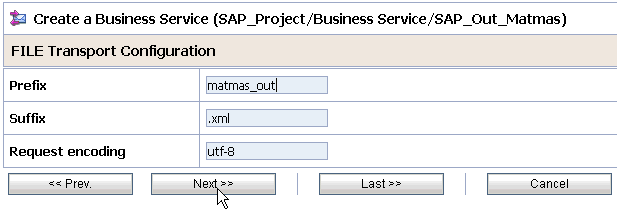 FILE Transport Configuration page FILE Transport Configuration page
