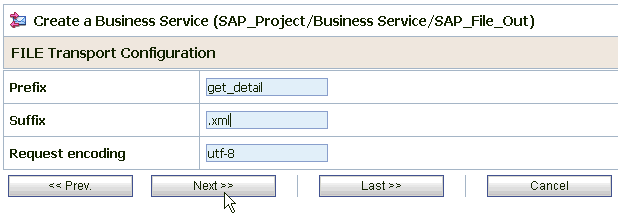FILE Transport Configuration page FILE Transport Configuration page