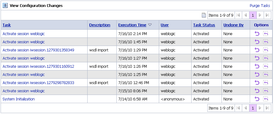 View Configuration Changes page View Configuration Changes page
