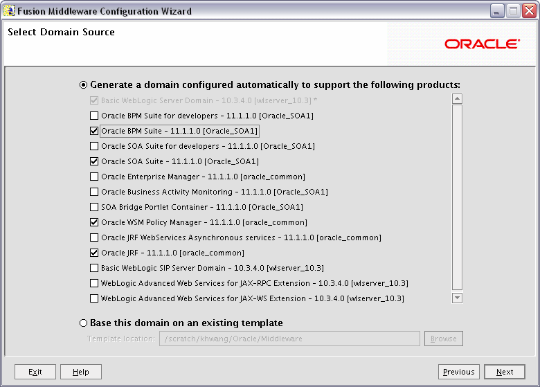 Configuration Wizard screen for Oracle BPM Suite. Configuration Wizard screen for Oracle BPM Suite.