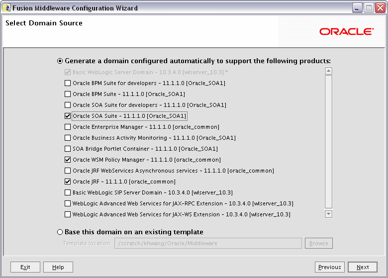 Configuration Wizard screen for Oracle SOA Suite. Configuration Wizard screen for Oracle SOA Suite.