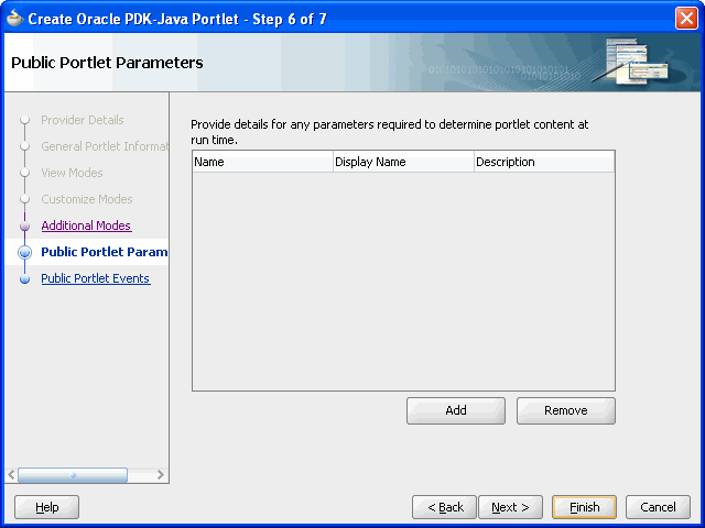 Shows Public Portlet Parameters page. Shows Public Portlet Parameters page.