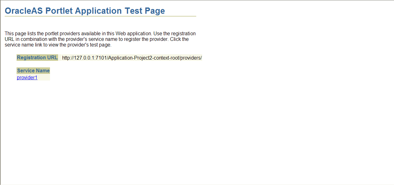 Shows portlet application test page. Shows portlet application test page.