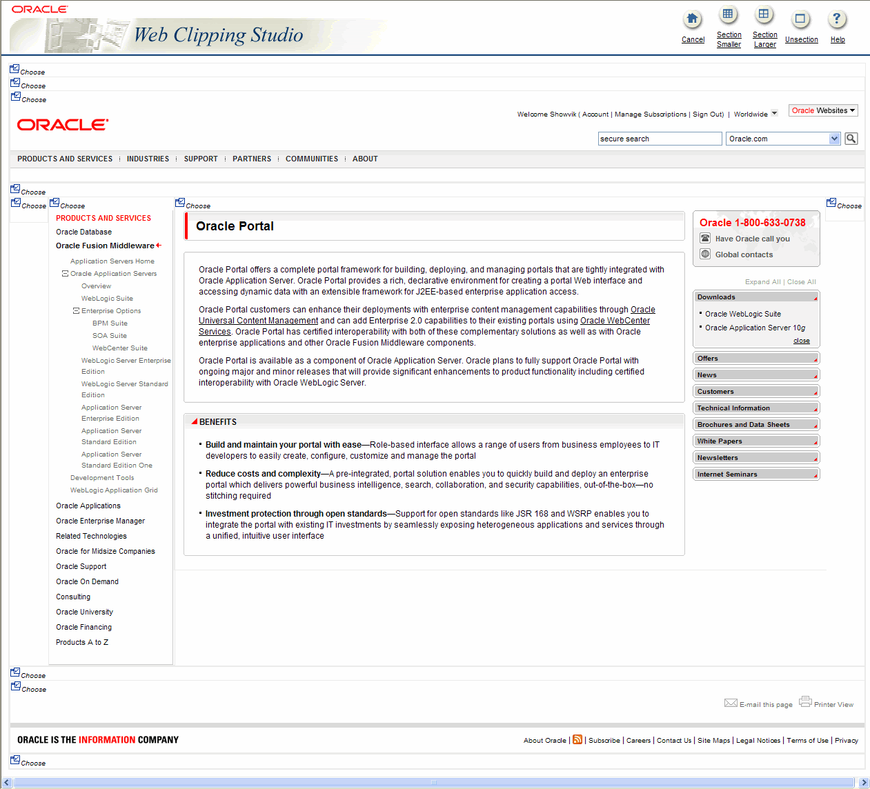 Shows selected content via Web Clipping Studio. Shows selected content via Web Clipping Studio.