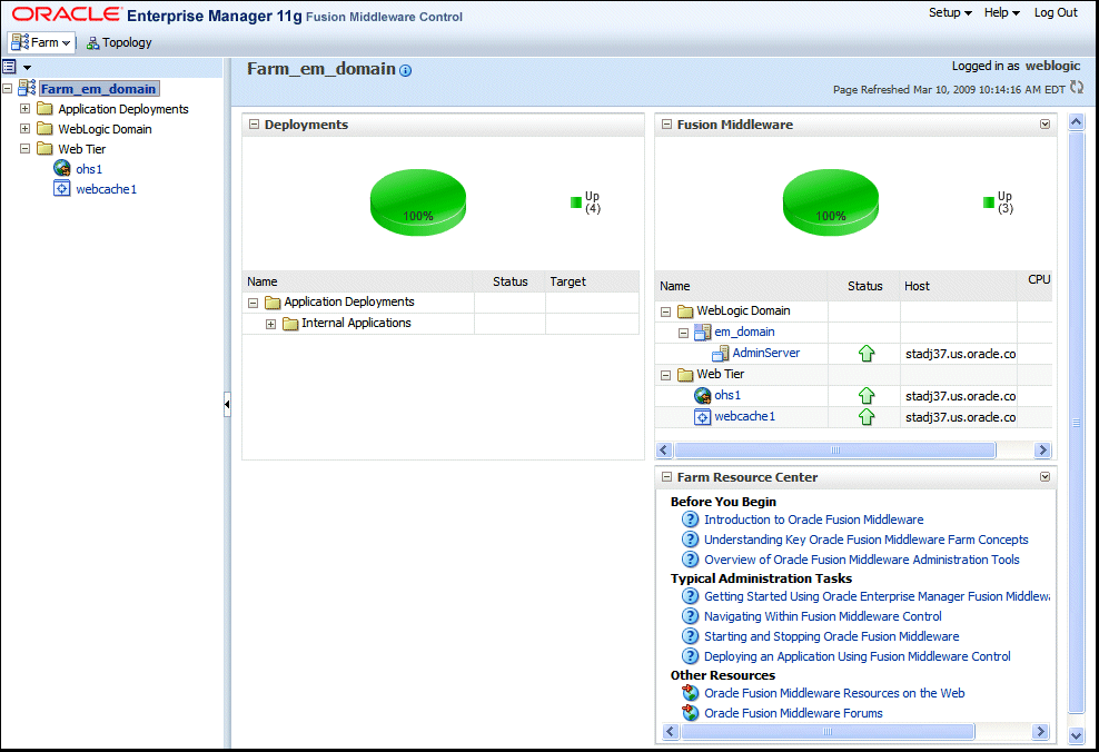 MAS home page showing status MAS home page showing status