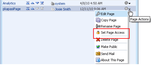 Set Page Access option on a business role page Set Page Access option on a business role page