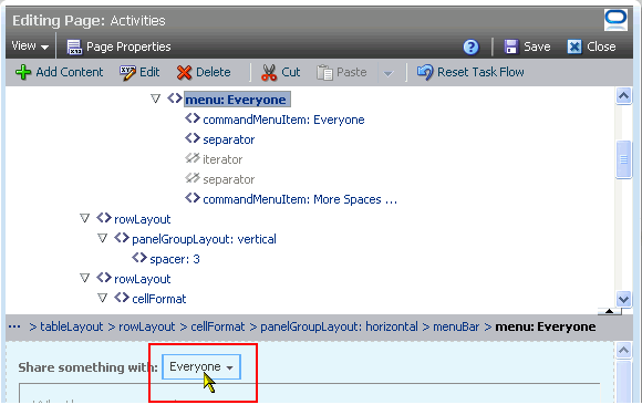 Selected task flow element in Source view Selected task flow element in Source view
