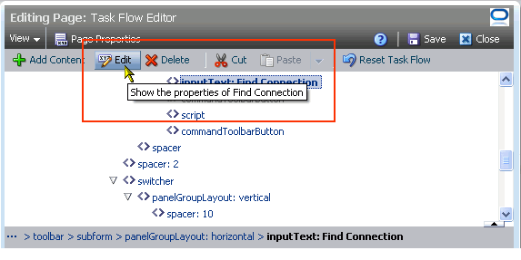 Show the properties of Find Connection icon Show the properties of Find Connection icon
