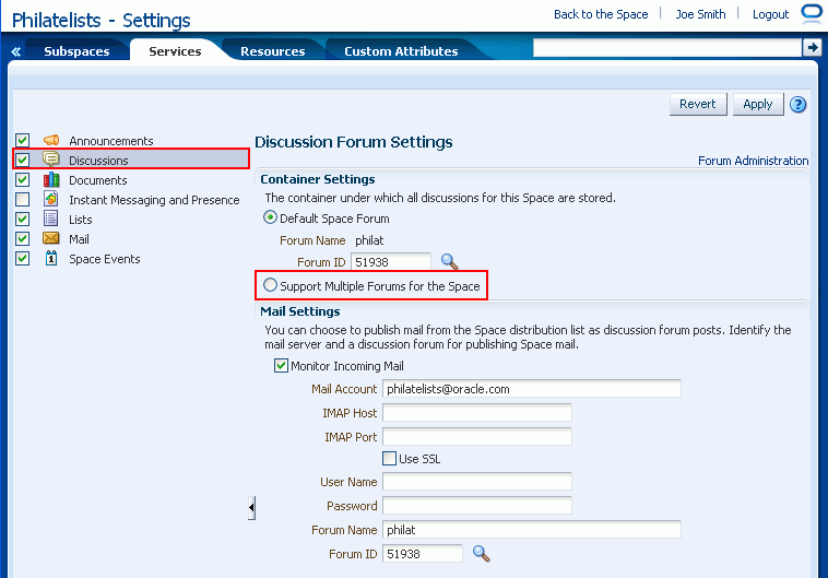 Specifying Where Discussions are Stored: Single Forum Specifying Where Discussions are Stored: Single Forum