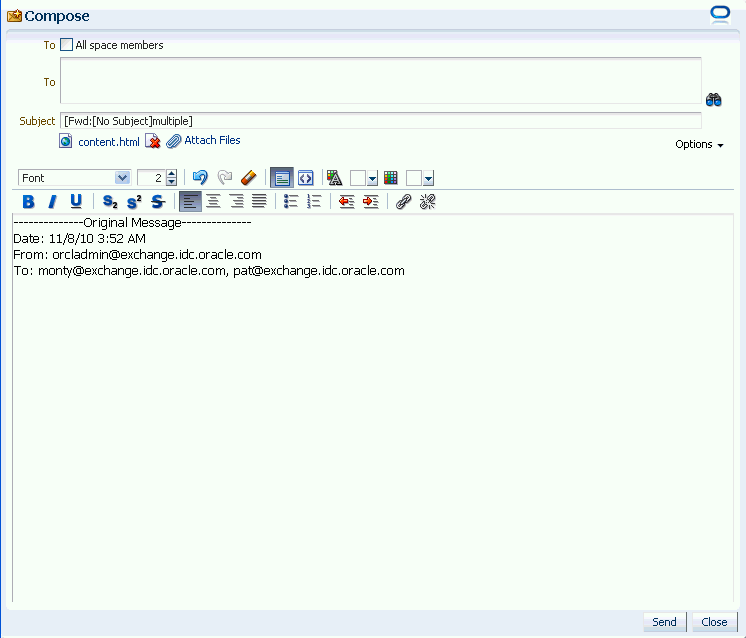 Forwarded mail message window Forwarded mail message window