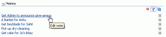 A note title in the Notes task flow A note title in the Notes task flow