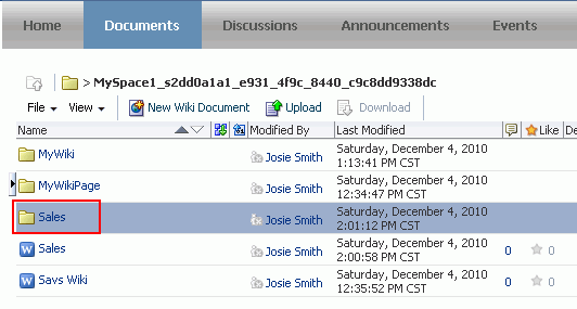 Folder Created at the Space Root Level Folder Created at the Space Root Level