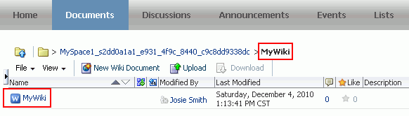 A Newly Created Wiki Document in Document Hierarchy A Newly Created Wiki Document in Document Hierarchy