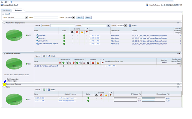 Exalogic Elastic Cloud Dashboard Software Tab Exalogic Elastic Cloud Dashboard Software Tab