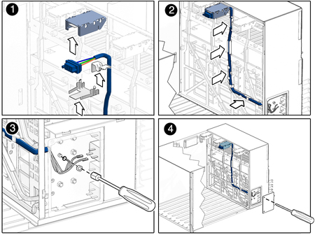 Figure shows the internal power cable installation. image:Figure shows the internal power cable installation.