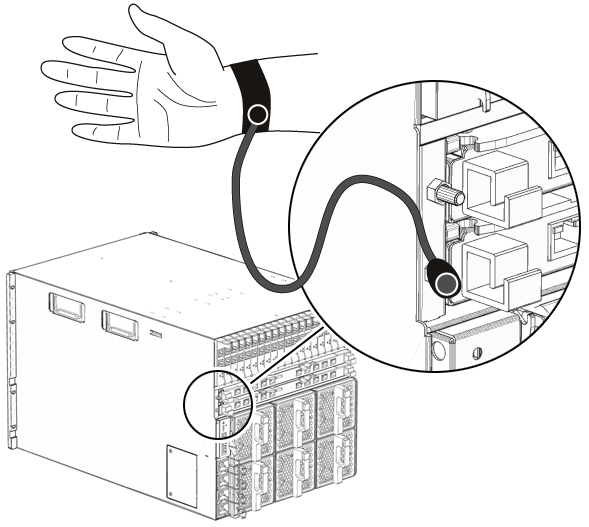 Figure showing the chassis ground connector. image:Figure showing the chassis ground connector.