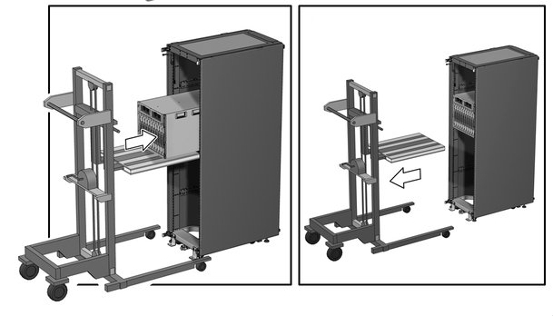 image:Figure showing the chassis sliding in from a mechanical lift.
