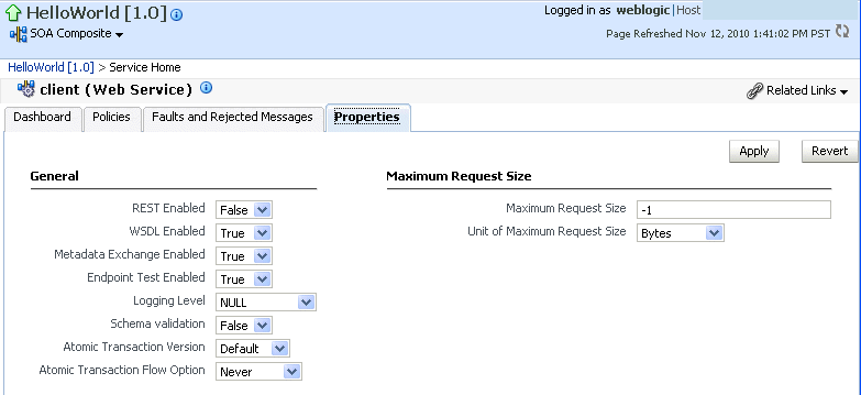 properties of a Web service properties of a Web service