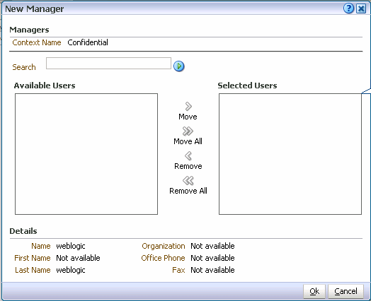 New Manager dialog New Manager dialog