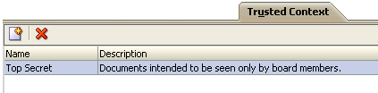 Trusted Contexts tab Trusted Contexts tab