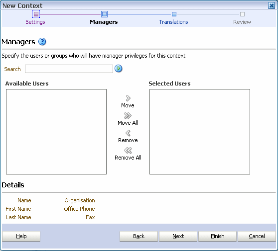 New Context wizard managers New Context wizard managers