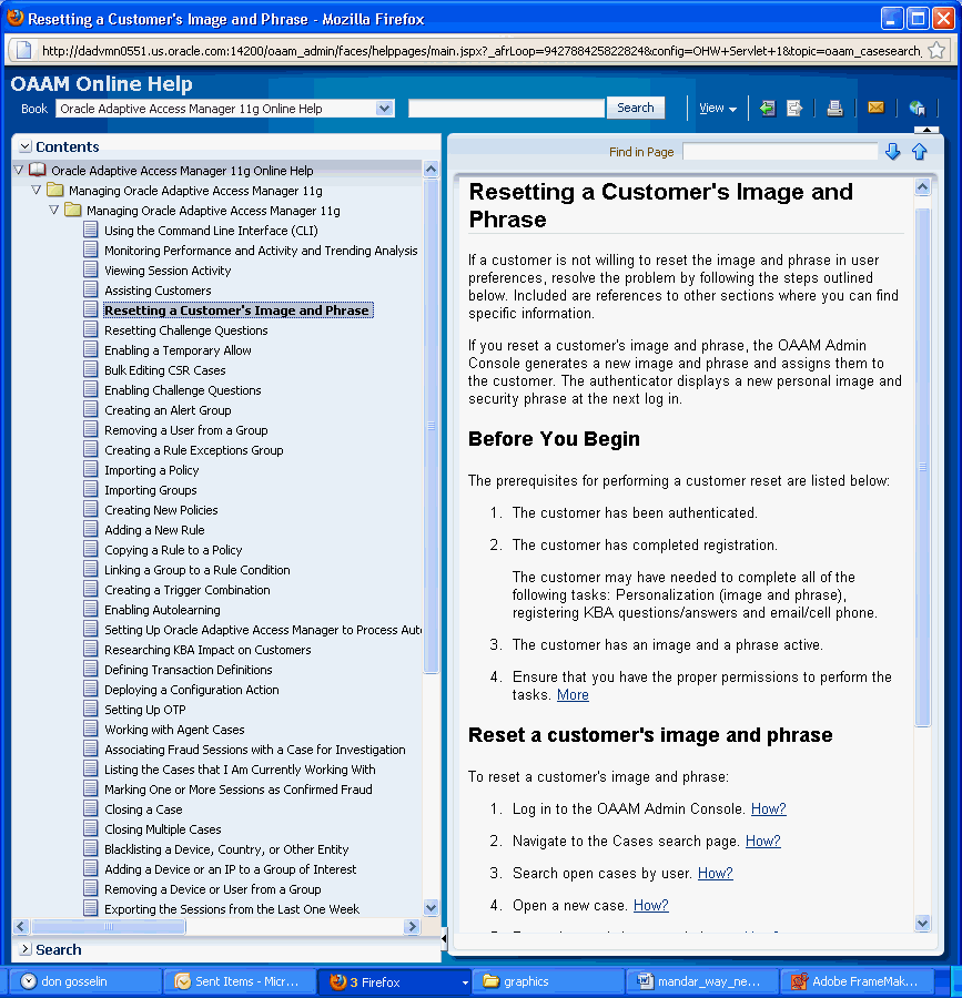 Online help dialog Online help dialog