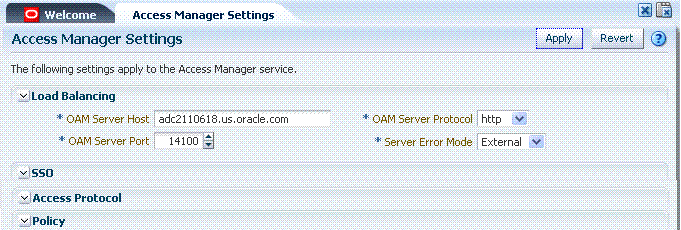 Access Manager Settings: Load Balancer Access Manager Settings: Load Balancer
