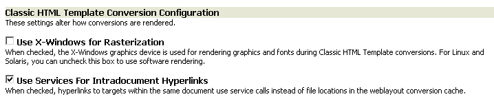 Classic HTML template conversion configuration settings Classic HTML template conversion configuration settings